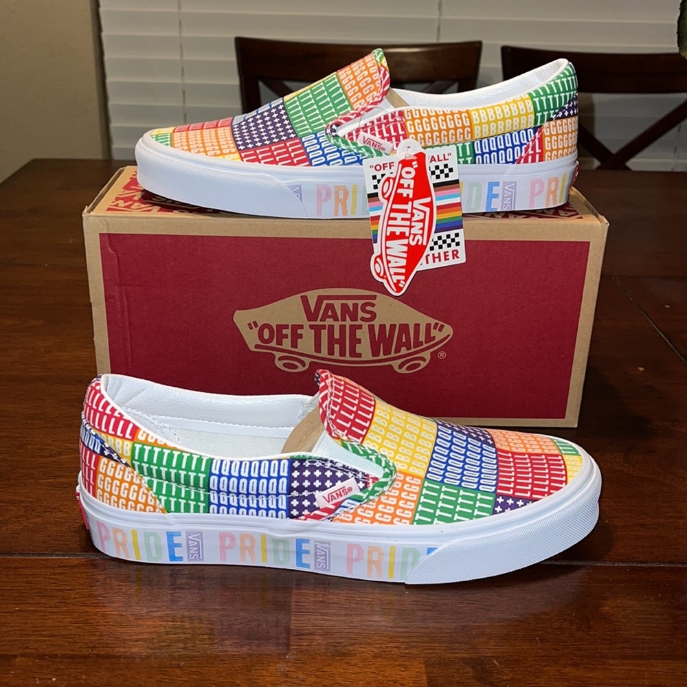 NWT Vans Classic Slip On Pride Multicolor Skate Shoes